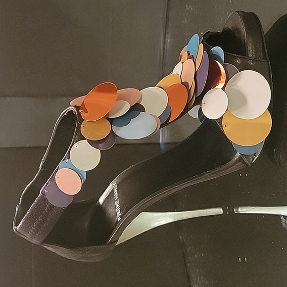 Pierre Hardy new this yr shoes shimmering black with big sequins sz 36.5, 4in he - Picture 6 of 10